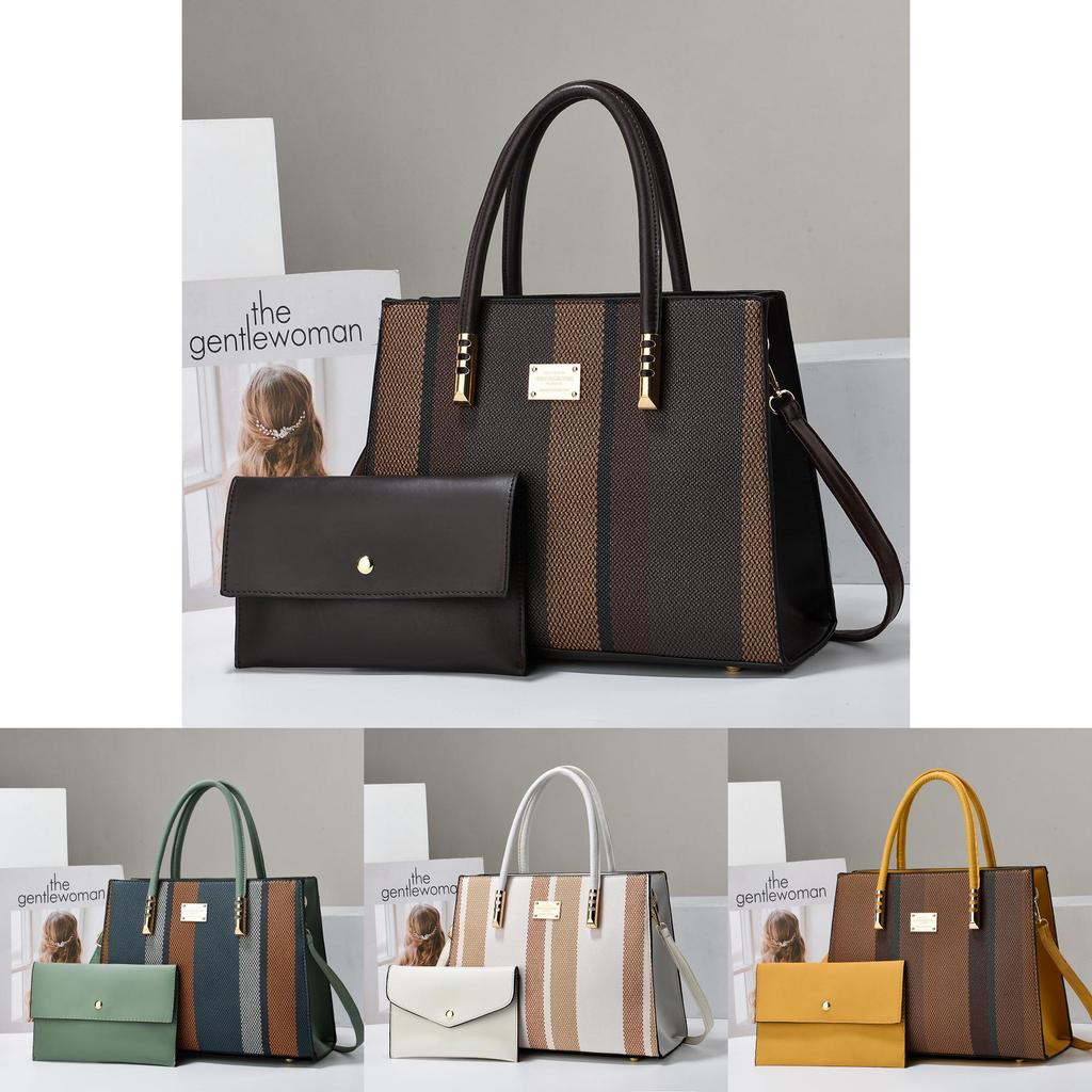 Pu Maternal Shoulder Bag With Contrast Stitching For Daily Urban Style