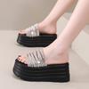 Fashion 8CM Casual Wedge Slippers Women New Summer Non Slip Platform Sandals Bling Open Toe Comfortable Female Chunky Beach Slippers