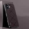 KEYSION Luxury Grid Pattern PU Leather Case for iPhone 17 Pro Max Plating TPU Camera Protection Phone Cover for iPhone 17 Air