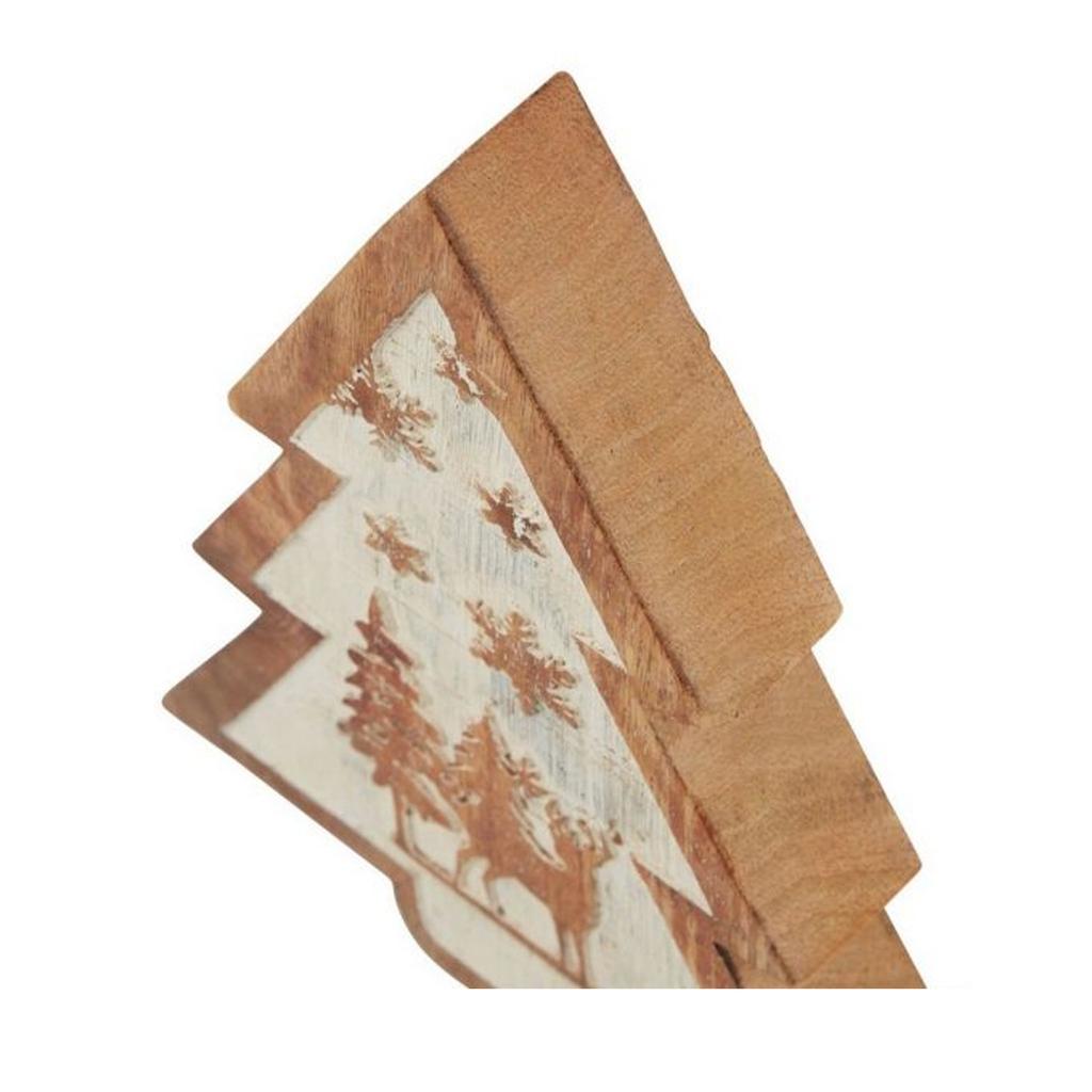 Hill Interiors Decorațiune de Crăciun din lemn cu cerb și scenă de zăpadă