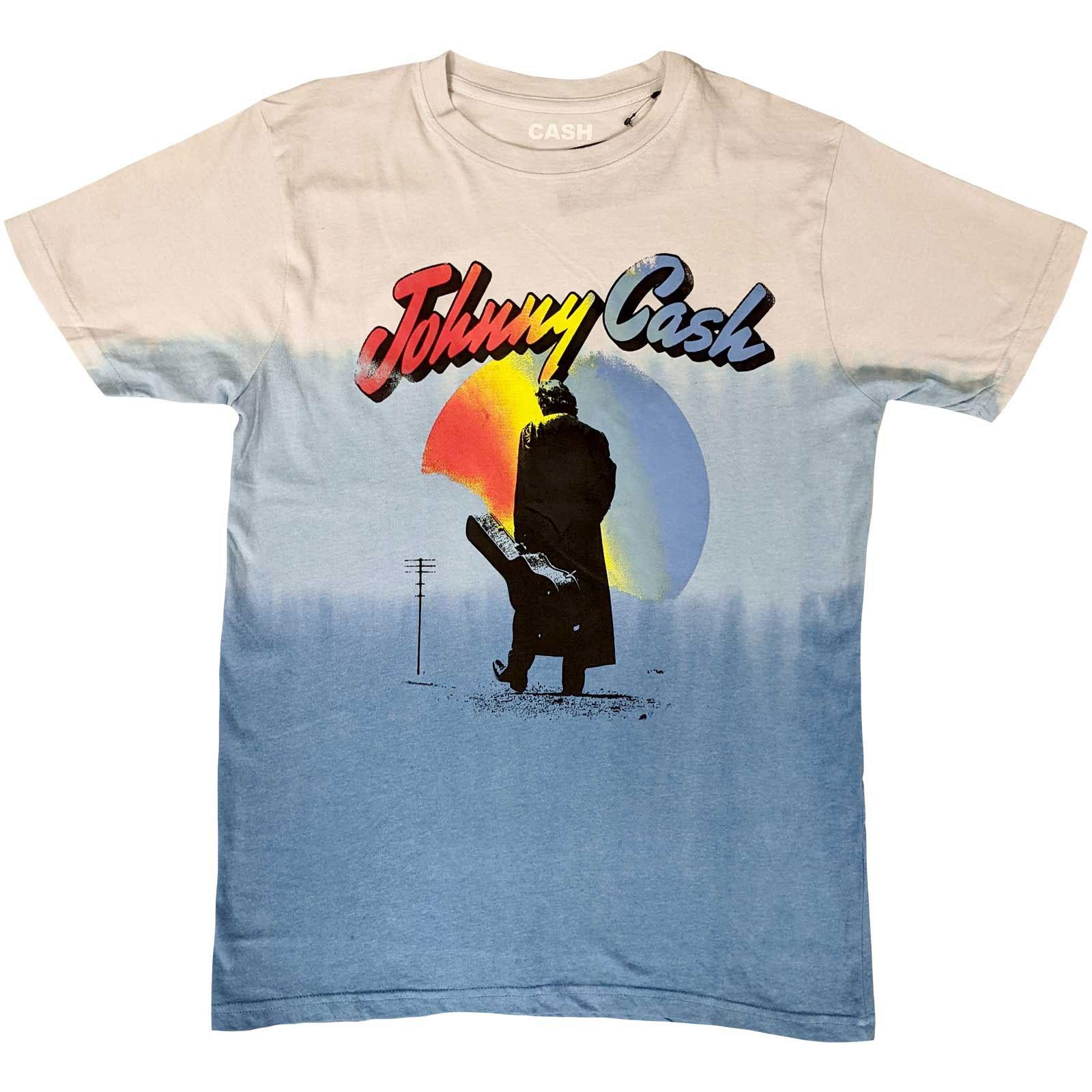 Men s Johnny Cash Walking Guitar T-shirt X-Large Blue L