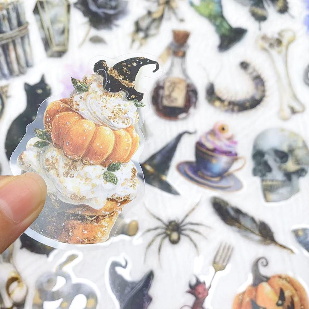 50 Vintage Witch's Trinkets PET Transparent Stickers for DIY Decorating: Suitcase, Guitar, Skateboard, Mobile Phone