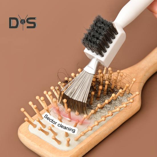 2Pcs Hair Comb Cleaner Tool Stainless Steel Hair Cleaning Brush 2 in 1 Comb Cleaner Wood Handle Hairbrush Cleaning Tool