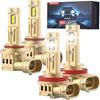 H11 9005 Bulbs Combo, 70,000LM 800% Ultra-Brightness, 60,000H Lifespan, 1:1 Halogen Mini Size, 6000K White, IP68, Plug-And-Play, 4-PACK