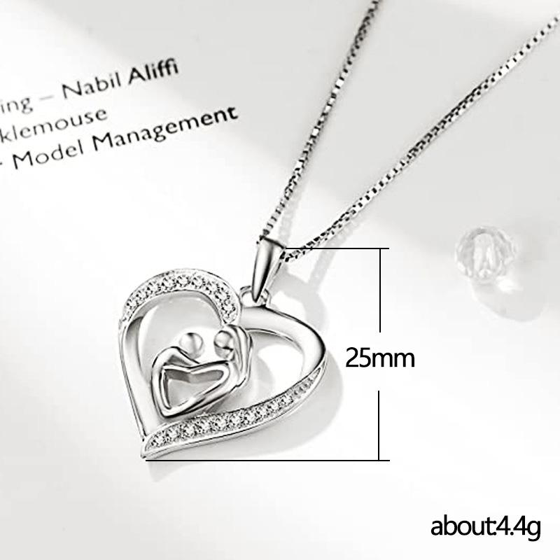 Mother'S Day Gift, Creative Love Mother And Son Concentric Necklace For Women, Micro-Inlaid Zircon Hug Collarbone Chain