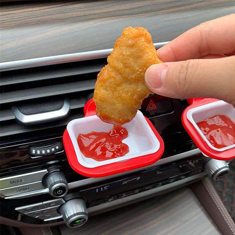 Porta Salsa Per Auto Rosso – Contenitore Per Salse Da Agganciare Alle Bocchette, Con Carta Oleata Inclusa - 2