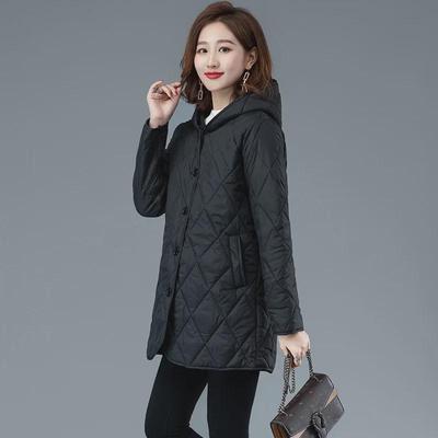 Women's Hooded Diamond-Quilted Winter Jacket 2024 - Solid Color, Warm Cotton, Long-Sleeved.