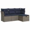 VidaXL Garden Lounge Set 4 Pcs with Grey Cushions Wicker 3325257