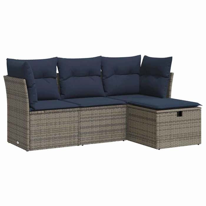 VidaXL Garden Lounge Set 4 Pcs with Grey Cushions Wicker 3325257