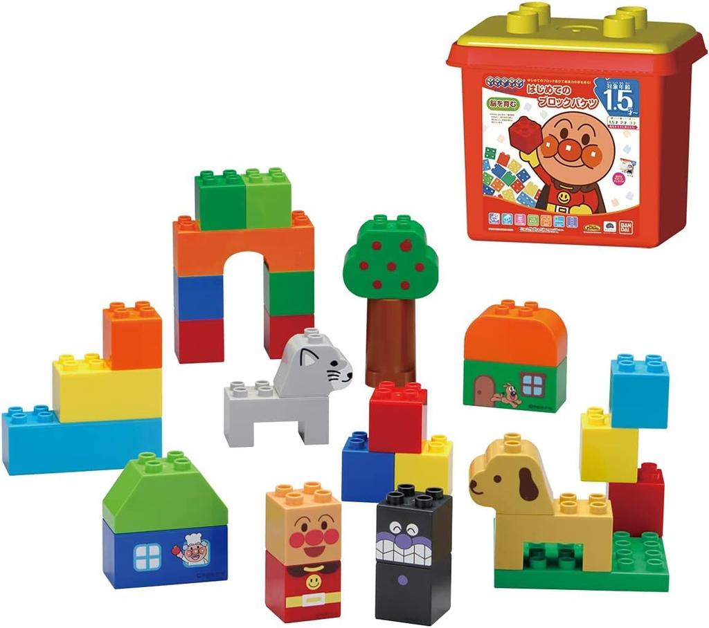 [BANDAI] BlockLabo Anpanman's First Block Bucket (2025 Winter Bonus: Includes Original Blocks)