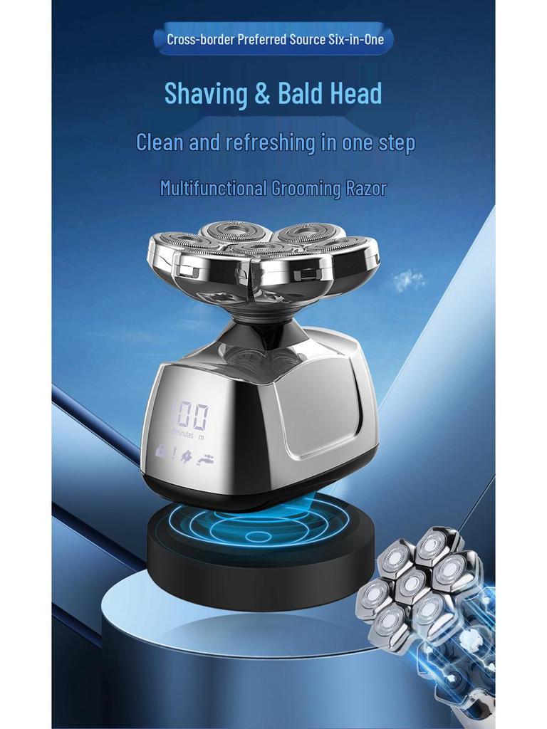 7D Floating Electric Shaver – Multifunctional, Water-Washable Razor for Bald Heads