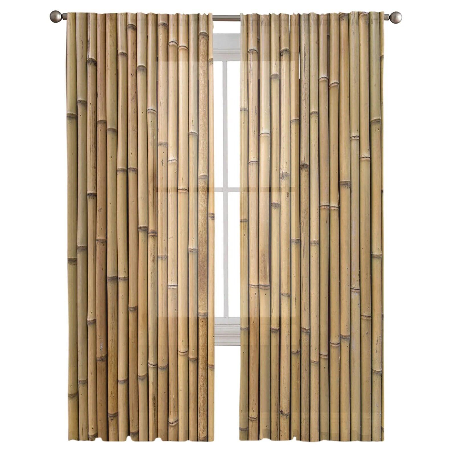 

Бамбуковые Ретро потертые растения прозрачные шторы для гостиной, кухни, окна, детская спальня, декор, тюль, вуаль, подвесная занавеска