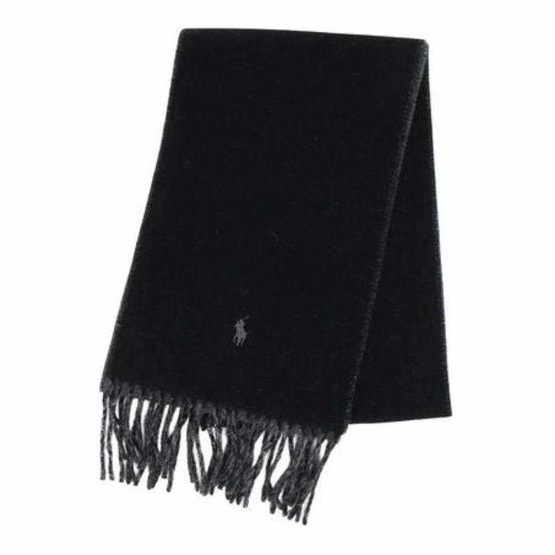 Polo Ralph Lauren Pony Embroidery Nylon Wool Blend Wool Scarf Men's Black MAPOHGS0J320855001