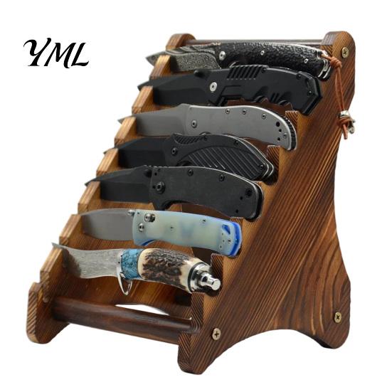Stabiler Messeraufbewahrungsständer für Köche Holz-Ausstellungsständer, Stufenförmiges Design, Holz Platzsparend Vielseitiger Organizer Küche Und Café Dekor Halter, Multi