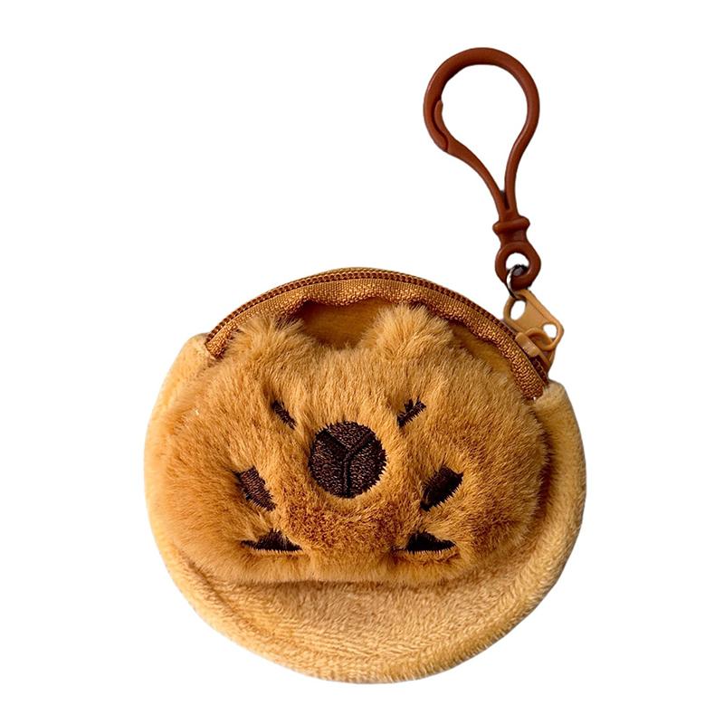 Cute Capybara Plush Coin Purse Zipper Change Purse With Keychain Small Headphone Lipstick Bag Mini Wallet Money Bag Kids Gift