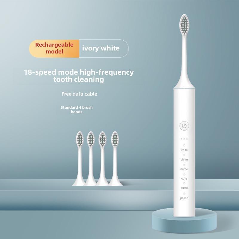 Unisex Rechargeable Ultrasonic Toothbrush with Soft Bristles for Travel and Home Use