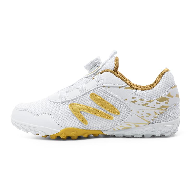 Kid's Football Shoes Are Lightweight Easy To Put On And Take Off with Rotating Buttons Rubber Soft Sole Breathable Mesh. They Are Also Training Shoes