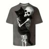 Summer Round Neck 3D Cute Cat Print Top Fashionable Casual Short Sleeved Men's T-shirts