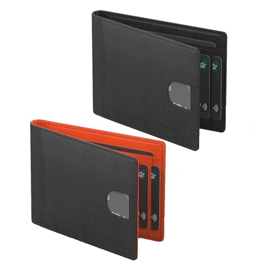 Fashion Bifold Design Business Card Holder PU Leather Thin Minimalist Wallet ID Badge Window Multi-slot Coin Purse For Men