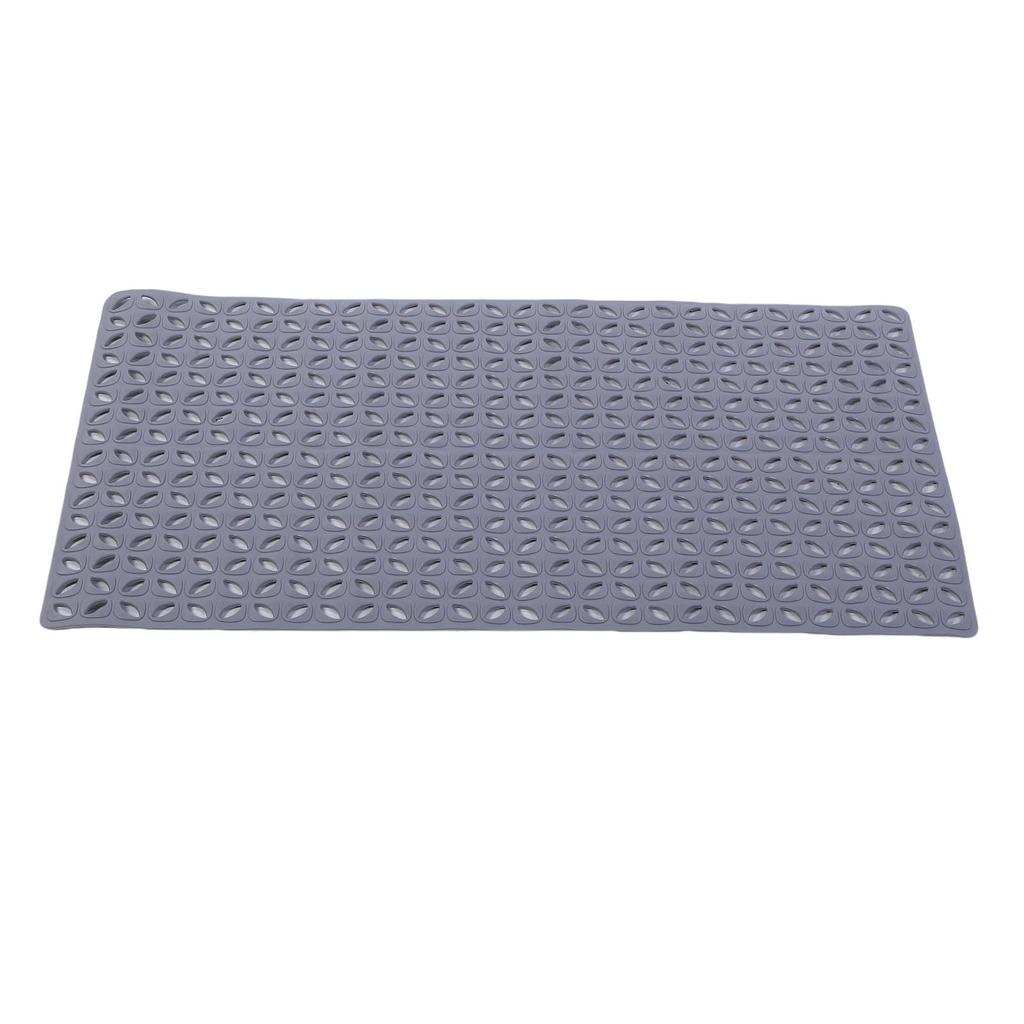 15.7x27.6in Non Slip Bath Mat TPE Soft On Feet Bathroom Shower Mat with Suction Cups Drainage Holes Gray