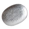 Arita ware Toetsugama Arabesque carved oval plate, 16 x 12 cm, silver lacquer, Made in Japan, product number 476317