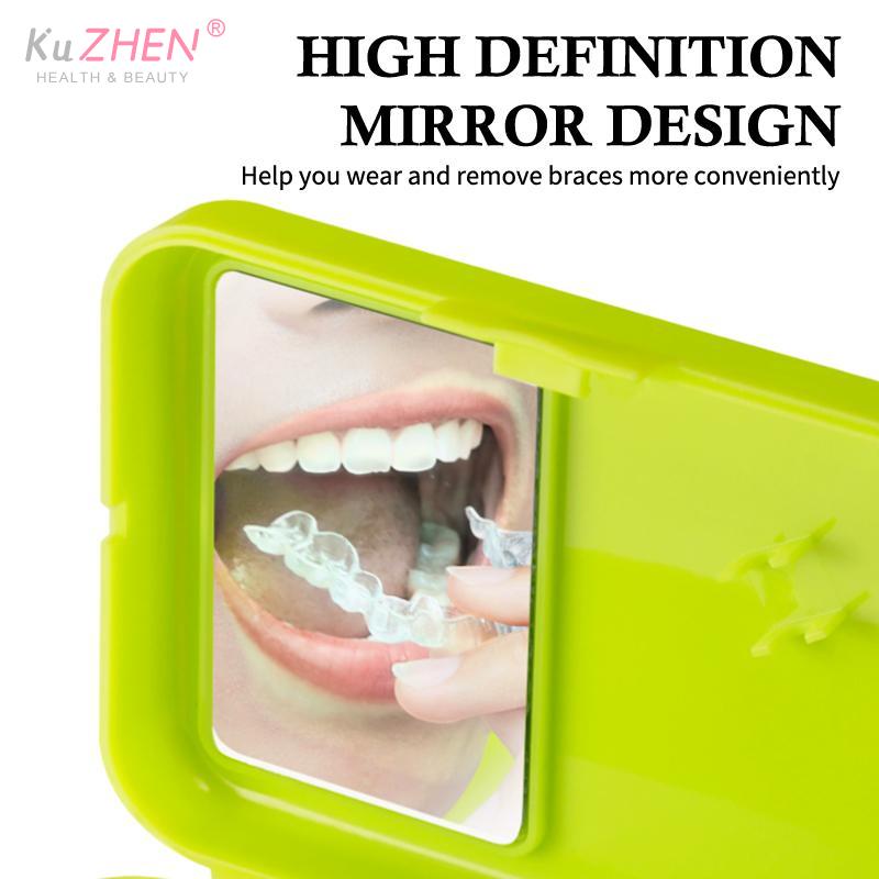 1 Stück Nylon Dentalreinigungs-Set mit Spiegel, Reise-Zahnprothesenbürste & Zahnspangen-Entferner, Mundhygiene-Set, Interdentalbürste, Mundpflege