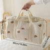Fashion Simple Embroidered Cute Bear Storage Zipper Embroidered Cotton Mommy Baby Stroller Bag Diaper Bag