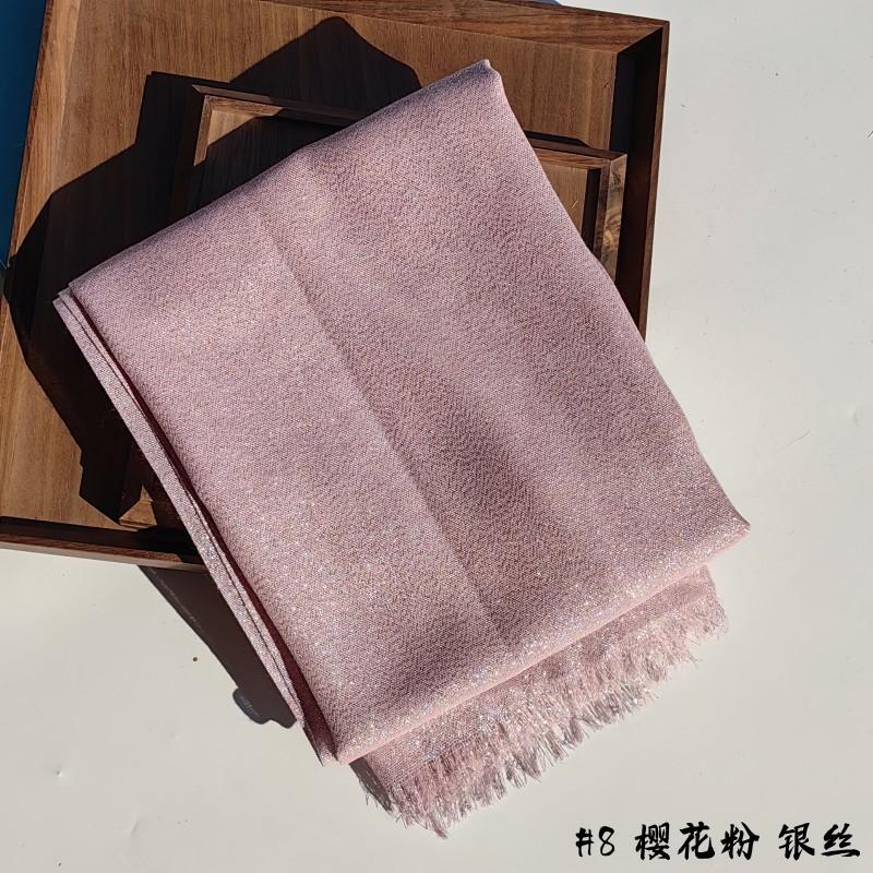 Lastest Brand Design Scarf Shiny Solid Color Shawls Rayon Fabric Gold Silk Silver Wire Head Shawl Fringe Hijab For Women