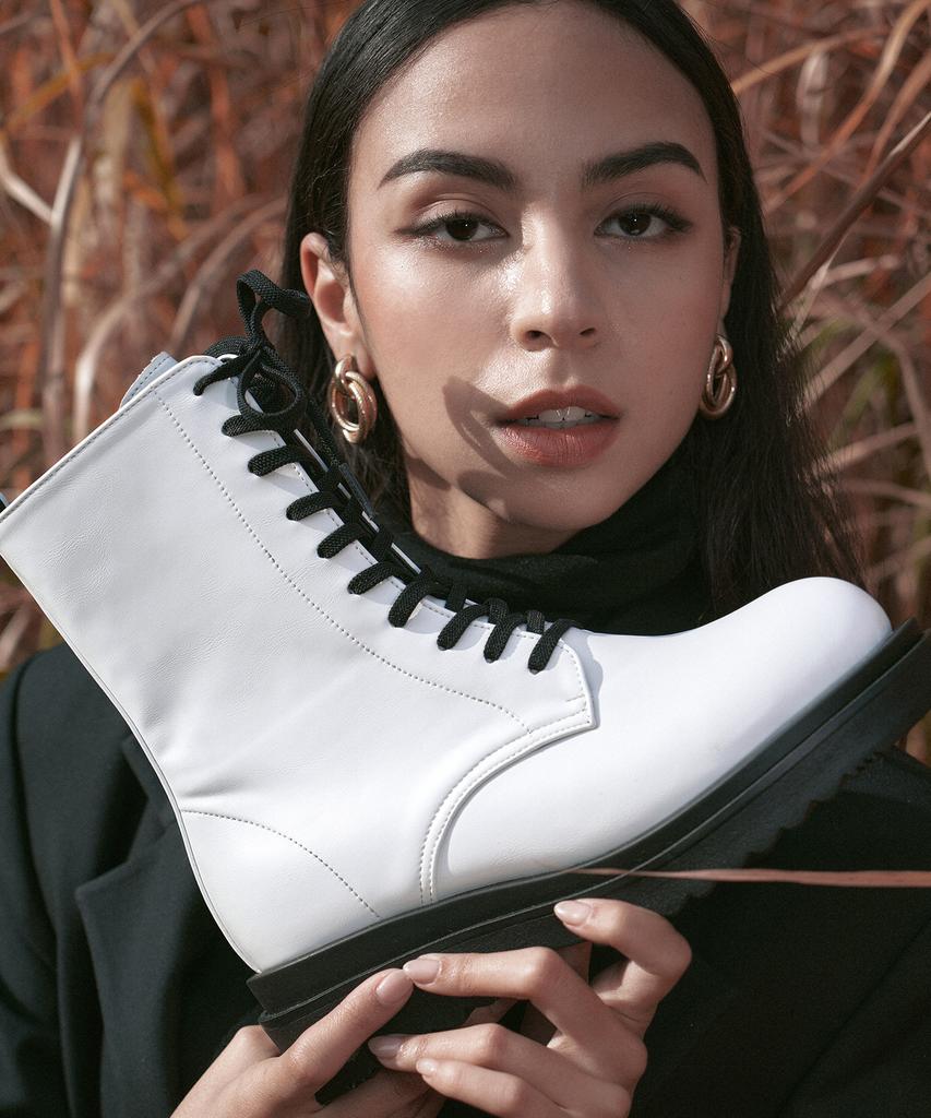 Shoehi Bianca Lace-Up Worker Boots B1515 (3 Colors)