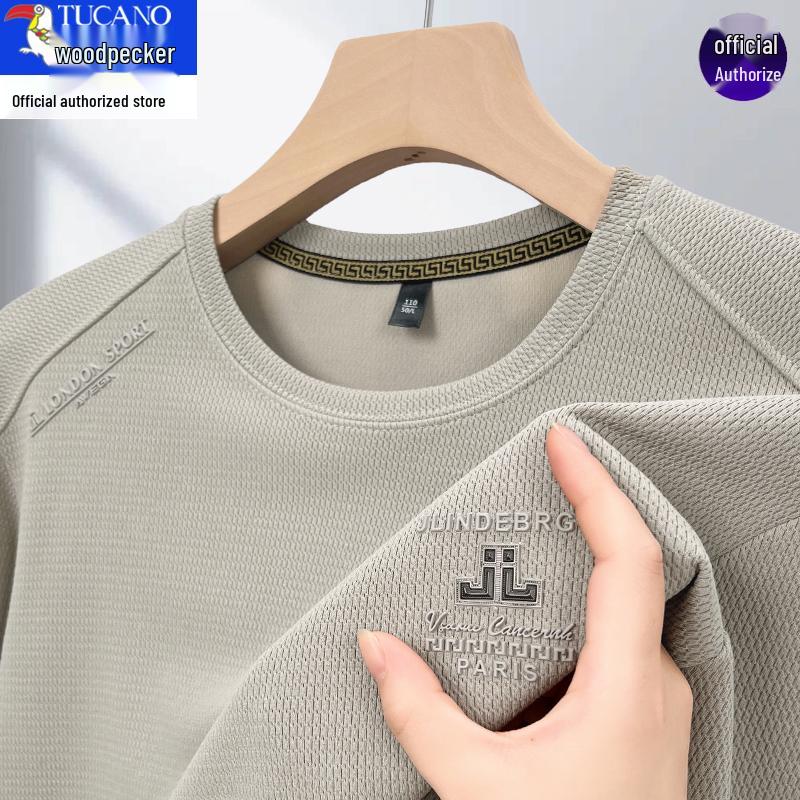 Woodpecker Men's 2025 Fleece-Lined Crew Neck Long Sleeve Sweatshirt for Autumn/Winter