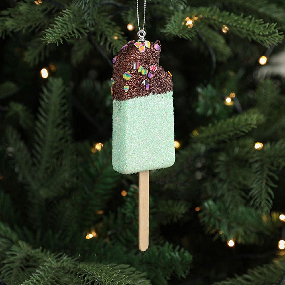 2pcs Cute Artificial Ice Cream Model Small Christmas Tree Hanging Decoration  Home Xmas Decor