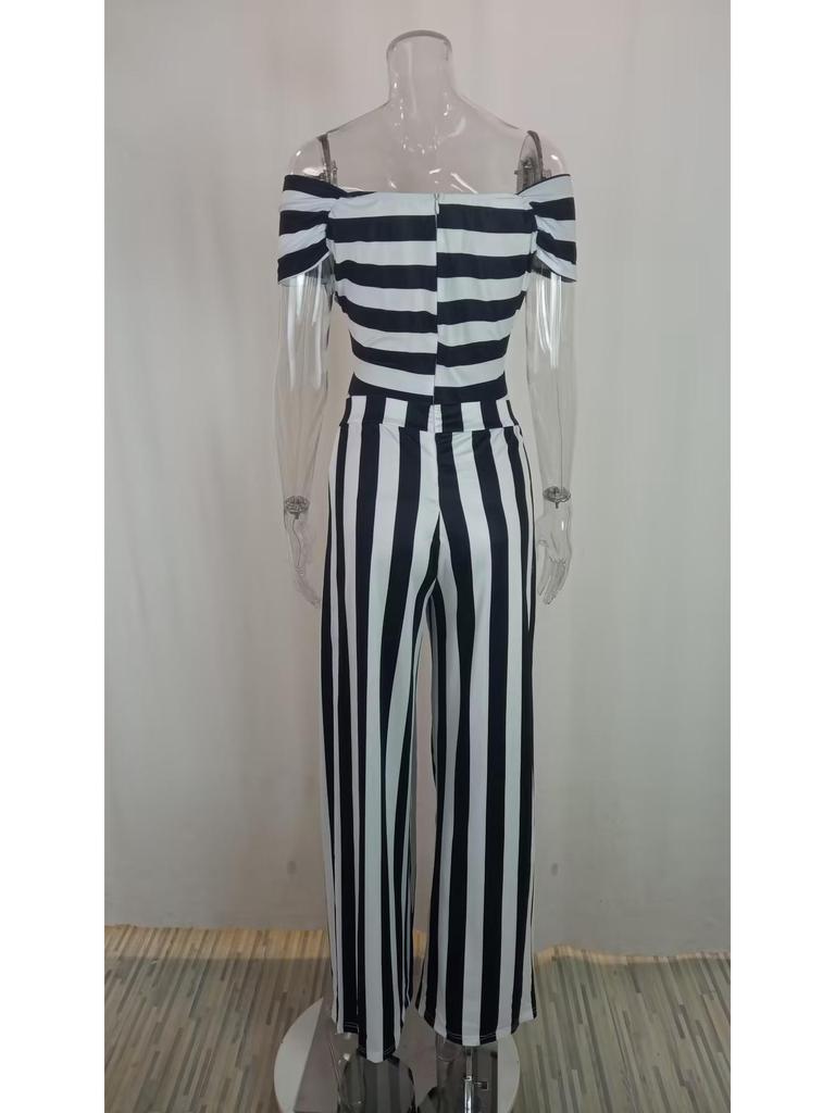 Chic One-Shoulder Printed High-Waisted Women's Jumpsuit