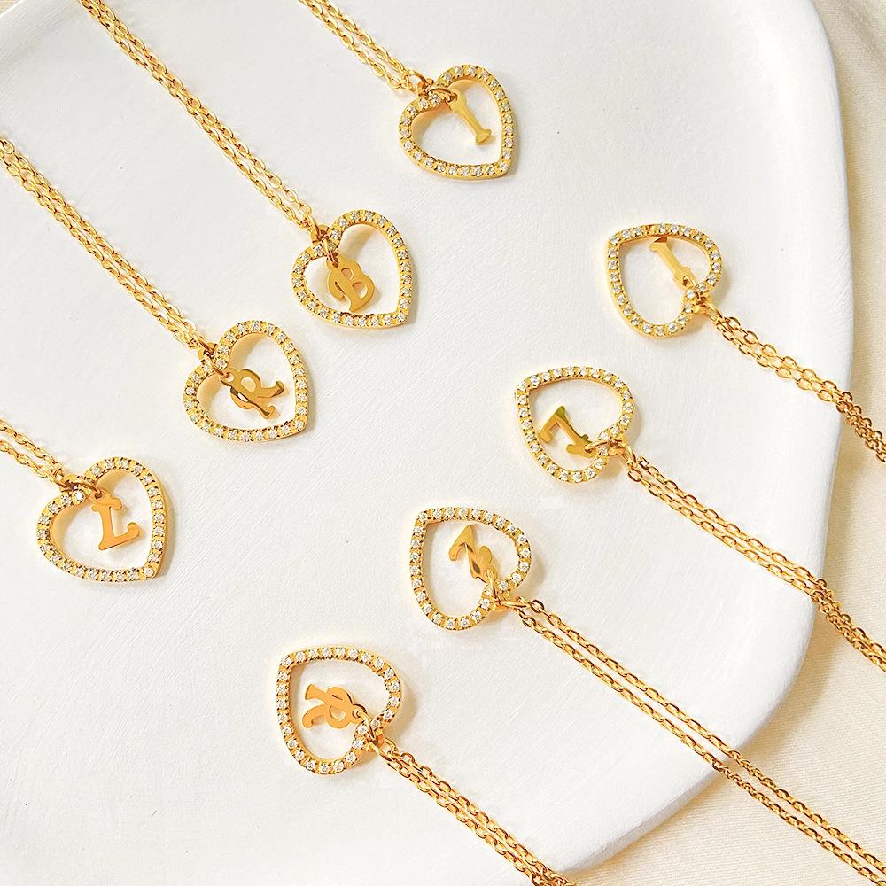 Retro Titanium Steel Necklace Niche Design Sense Diamond Letter Pendant Wind Versatile Necklace Women