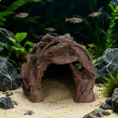 Hollow Log Aquatic Pet Shelter Realistic Bark-Textured Cave Ornament