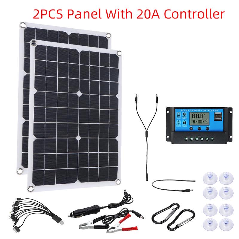 40W Dual Panel Solar Kit with Controller for Emergency Charging