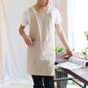 Handmade Japanese Cotton Linen No-Tie Retro Apron with Printed Logo