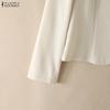 ZANZEA Women Elegant Cropped Blazer Long Sleeve Open Front Thin Short Jacket Office Lady Suit Coat