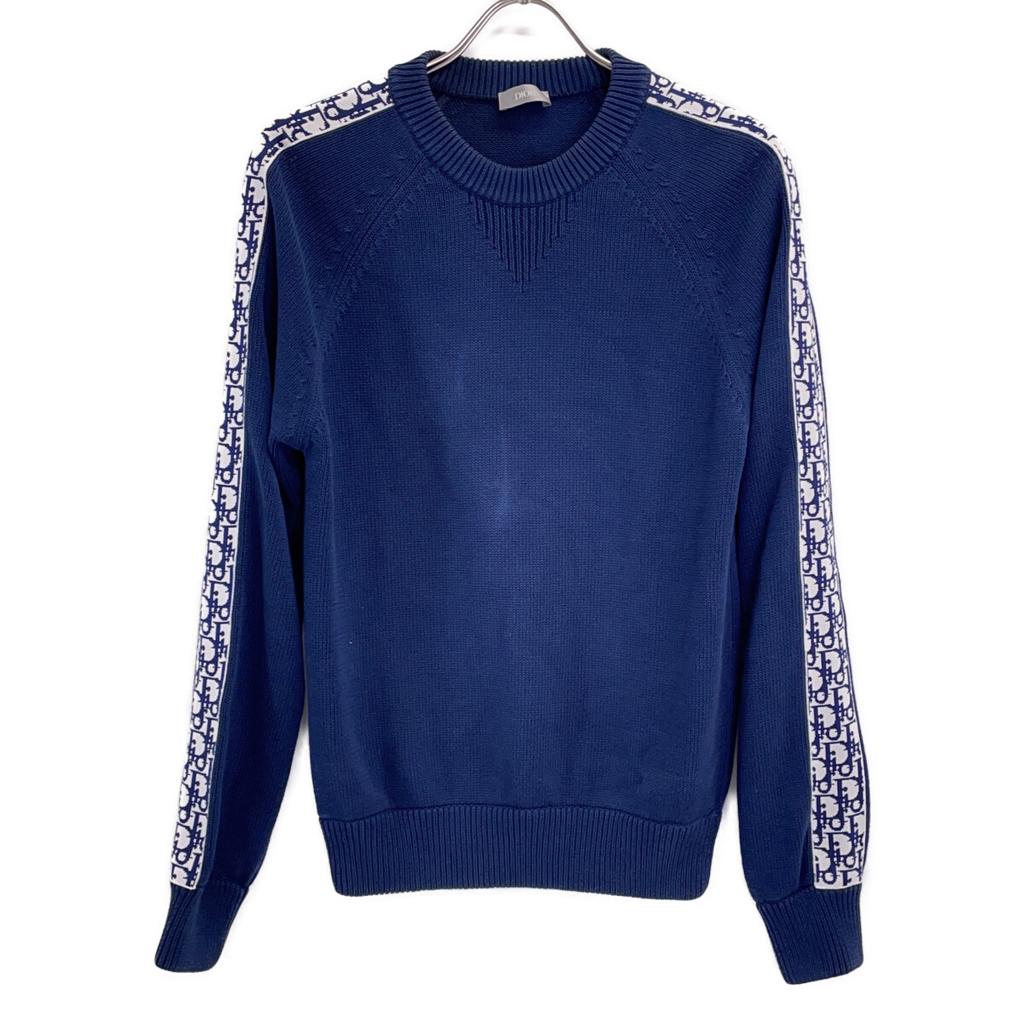 Dior [Domestic Regular] 943M672AT072 Oblique Line Crew Neck Knit Sweater/ Tops XS NavyUsed