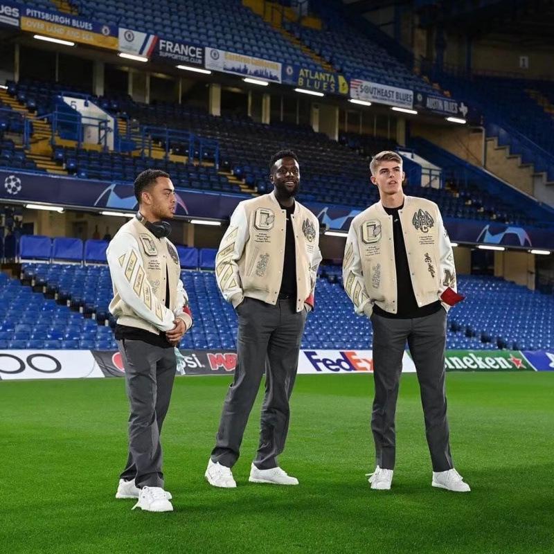 AC Milán Pevná Vyšívaná Kožená Baseballová Bunda