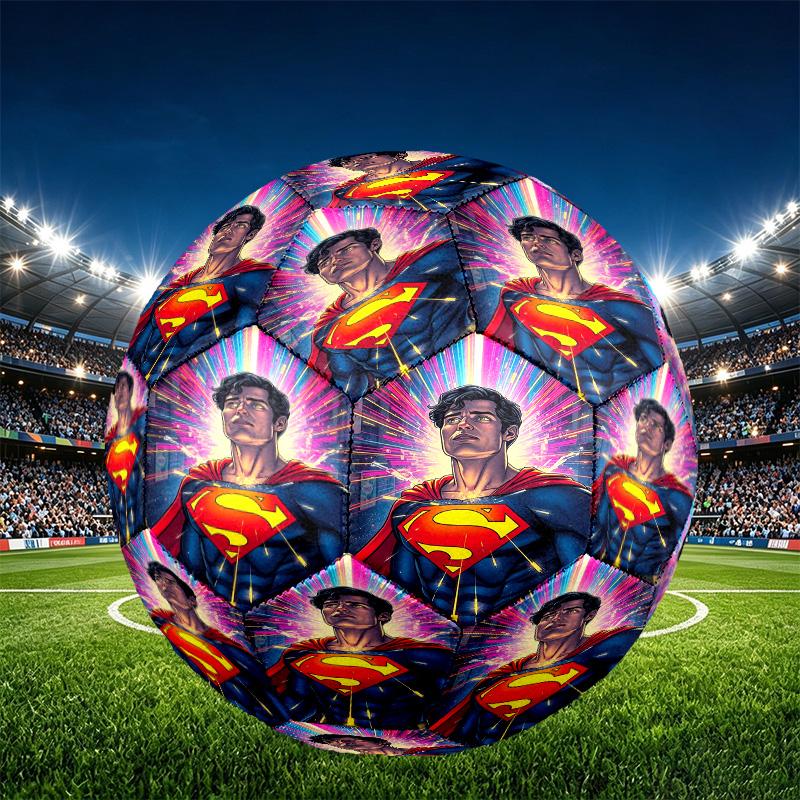 Superman Print Size 5 Soccer Ball, PU Wear Resistant Football for Match Training and Daily Practice, Birthday Gift for Soccer Fans