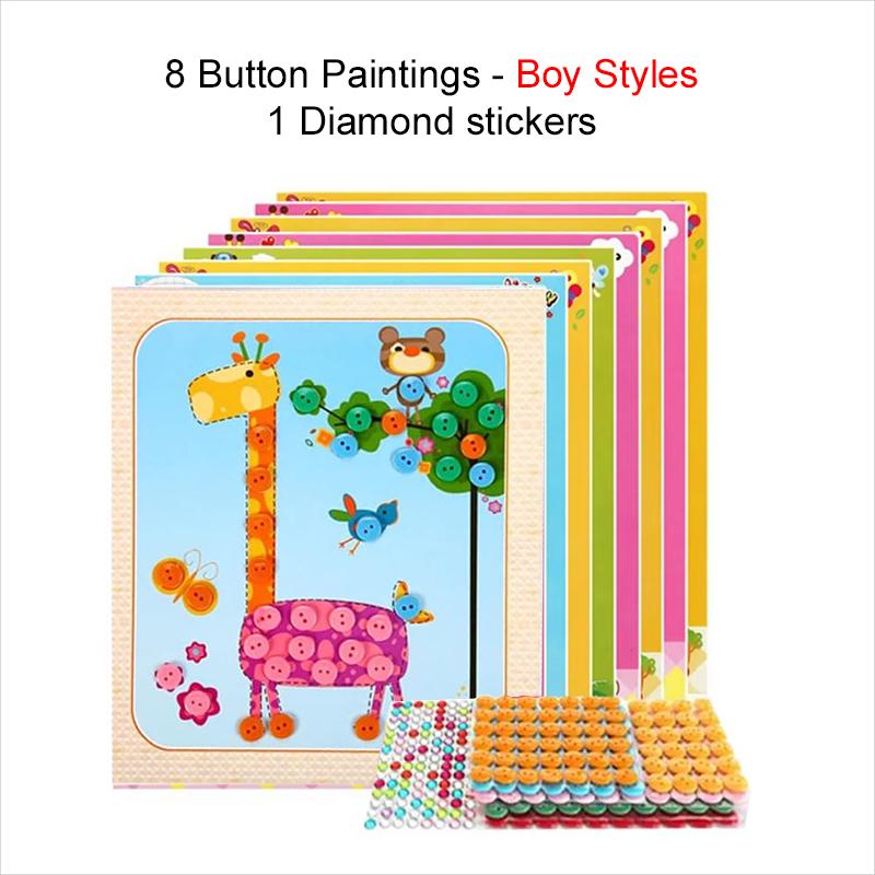 Children Button Sticker Toy Developmental Toys Stickers Game Handicrafts DIY Stickers Cartoon Pattern Painting Drawing TMZ