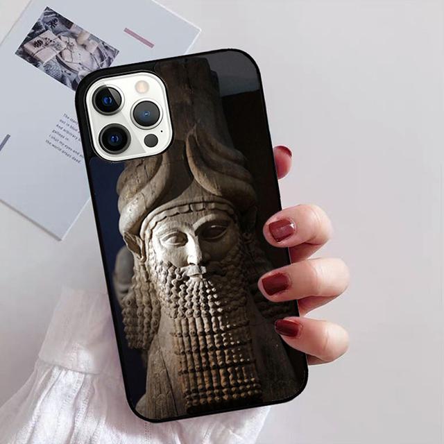 Lamassu Assyrischen Geflügelten Löwen Telefon Fall für iPhone 11 12 13 14 Pro Max mini XR XS SE 2020 6 7 8 Plus Samsung S21 S22 Coque Funda