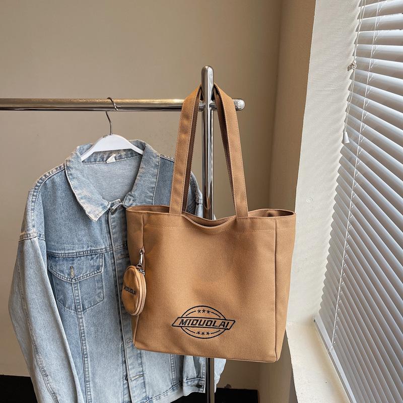 

Нишевый дизайн новая повседневная одноплечевая большая вместимость студенческая простая для поездок портативная сумка-тоут для занятий, сумка для выхода, тренд коричневый