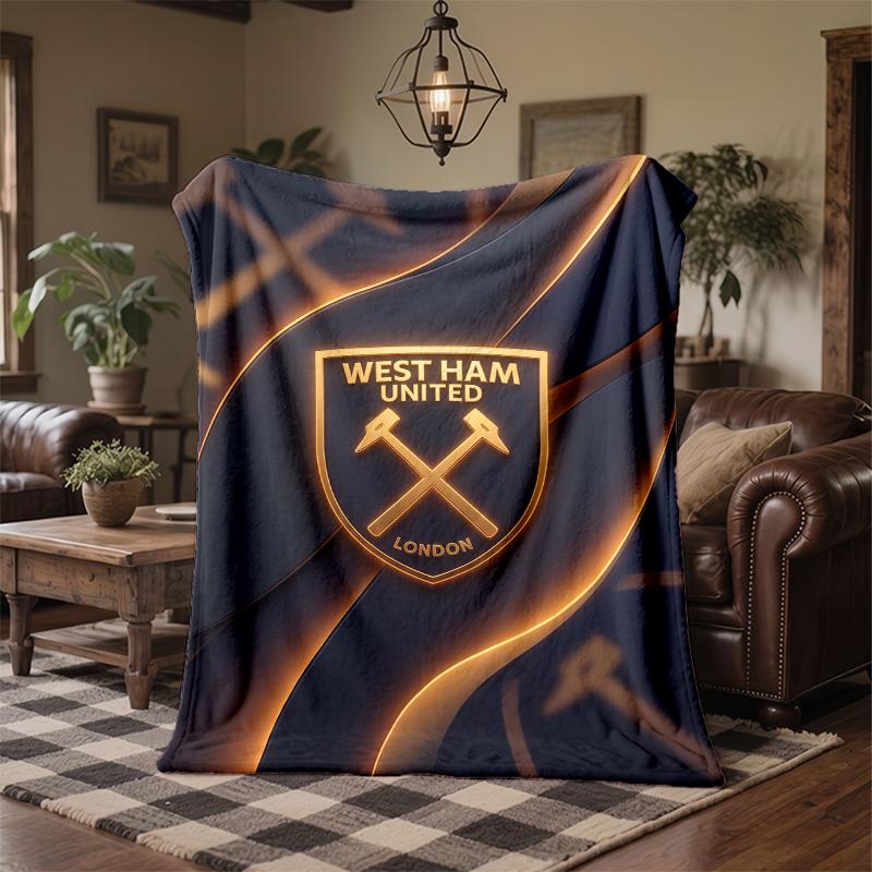 Coperta in Flanella con Stampa West Ham United Calcio Morbida Calda Coperta da Divano Letto per Casa Ufficio Camera da Letto