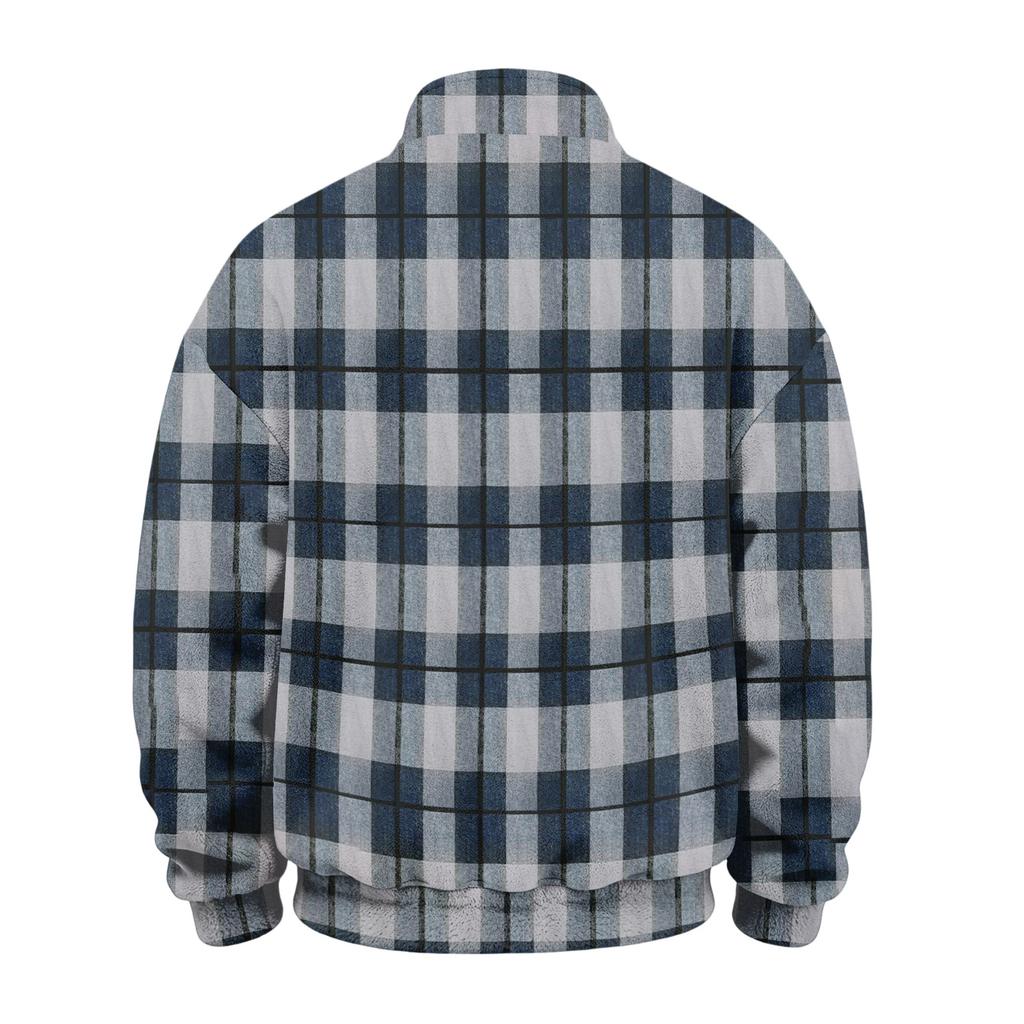 Men's Plaid Quarter-Zip Long Sleeve Flannel Sweatshirt Casual