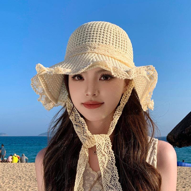 Summer Beach Seaside Sun Hat Lace Big Brim Straw Hat Women Outdoor Outing Versatile Sun Hat