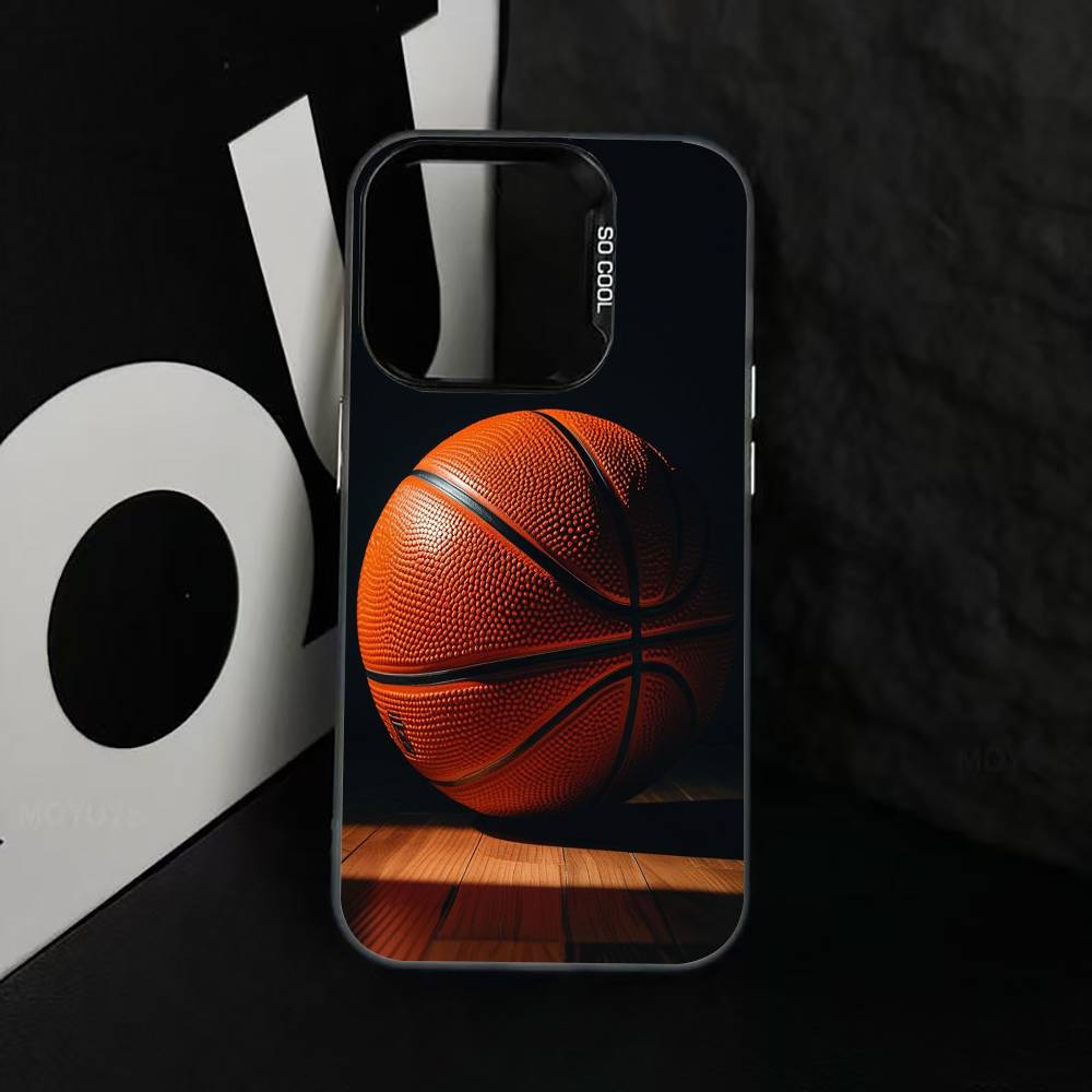 B-Basketball Phone Case For iPhone 17,16,15,14,13,12,11 Plus,Pro Max,XS,Colorful Silver Phone Case Funda Cover