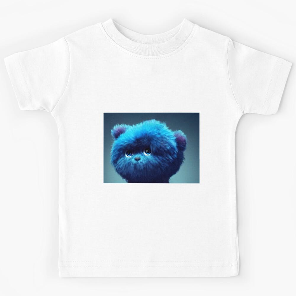 Cute Blue Furry Teddy Kids T-Shirt 150