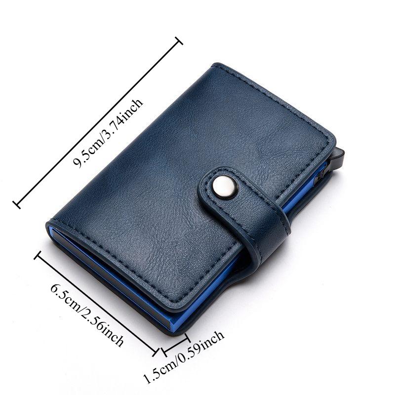 Men's RFID Blocking Pop-Up Card Holder, Men's Premium PU Leather & Metal Slim Wallet, Women's Automatic Business Casual Card Bag