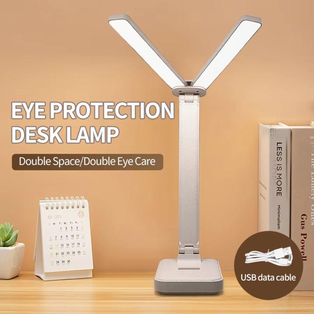 3 Levels Dimmable LED Desk Lamp Touch Control No Battery Dimmable Table Lamp USB Plug Eye Protection Foldable Reading Light